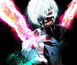  1boy black_nails black_sclera colored_sclera commentary_request foreshortening kaneki_ken kiyohara_hiro male_focus mask pale_skin red_eyes solo tokyo_ghoul turtleneck upper_body white_hair 