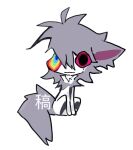  animal animal_ears cat chibi colored_sclera creature grey_fur grey_hair kamikiririp no_humans original purple_sclera sitting solo tail white_background white_fur 