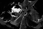  1boy by_almaz commentary crossed_legs english_commentary greyscale male_focus monochrome neo_metal_sonic no_mouth non-humanoid_robot robot robot_animal sitting solo sonic_(series) 