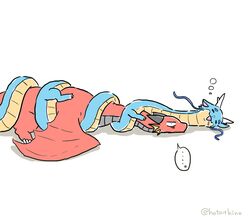  ... commentary_request constriction dragon eastern_dragon hotathino no_humans original simple_background sleeping speech_bubble spoken_ellipsis western_dragon white_background 
