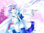  1girl apron asahina blue_vest dress hat lapel_pin letty_whiterock mob_cap purple_hair scarf solo touhou vest violet_eyes waist_apron white_apron white_dress white_scarf wide_sleeves 