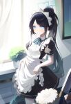  &lt;key&gt;_(robot)_(blue_archive) 1girl absurdly_long_hair absurdres apron aris_(blue_archive) aris_(maid)_(blue_archive) black_dress black_hair blue_archive blue_eyes blush closed_mouth curtains dress frilled_apron frills green_halo halo haruurii highres indoors long_hair looking_at_viewer maid maid_apron maid_headdress official_alternate_costume pantyhose plant ponytail potted_plant puffy_short_sleeves puffy_sleeves short_sleeves smile solo very_long_hair white_apron white_pantyhose window 