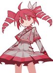  1girl ahoge drill_hair highres kasane_teto long_sleeves looking_at_viewer odayaka open_mouth pink_hair red_eyes redhead shirt simple_background skirt solo twin_drills twintails utau 
