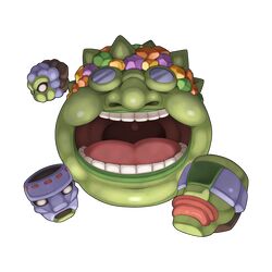  chibi chibi_only disembodied_hand floating full_body no_humans official_art open_mouth ragnarok_online rock simple_background smile solo storage_pot tao_gunka teeth transparent_background uvula yuichirou 