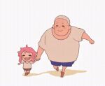 1boy 1girl bald bartholomew_kuma ginny_(one_piece) holding_hands one_piece walking younger