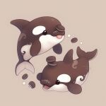  animal animal_focus artist_name brown_background brown_theme commentary food food_bite ida_(floofyfluff) looking_ahead no_humans open_mouth orca oreo original pun simple_background star_(symbol) tongue 