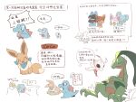  absurdres brown_eyes celebi closed_eyes closed_mouth commentary_request eevee fangs grovyle heart highres lanjiujiu multiple_views no_humans open_mouth pokemon pokemon_(creature) riolu shinx skitty speech_bubble totodile translation_request vulpix yellow_eyes 