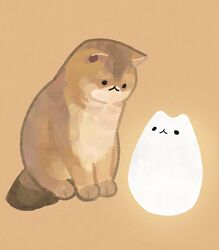  :3 animal animal_focus brown_background brown_cat brown_theme cat derivative_work gentlecat glowing highres lamp light looking_at_object looking_down no_humans original photo-referenced sitting tail 