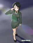 1girl chouno_ami girls_und_panzer green_shirt green_skirt japan_self-defense_force military military_uniform necktie