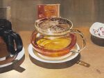  commentary_request kettle light no_humans object_focus original painting_(medium) plate realistic shadow still_life tea teapot traditional_media tray watanabe_masato watercolor_(medium) 