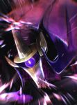 aegislash arm_up bright_pupils colored_sclera commentary_request emphasis_lines highres looking_at_viewer motion_blur no_humans one-eyed partially_submerged pokemon pokemon_(creature) purple_sclera purple_theme reaching reaching_towards_viewer rize_(r) solo sword violet_eyes weapon white_pupils 