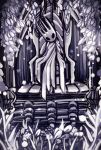  a117 cloak highres hollow_knight king pale_king_(hollow_knight) plant sitting_on_throne throne white_cloak 