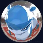  artist_name blue_eyes blue_fur body_fur chair fisheye glaceon indoors looking_at_viewer nagasaki_wonderful no_humans pokemon pokemon_(creature) solo 