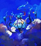  artist_name blue_fire blue_sky chandelure clouds commentary_request evolutionary_line fire floating highres litwick night night_sky no_humans pokemon pokemon_(creature) sky star_(sky) star_(symbol) su_(sajo_su5) twitter_username yellow_eyes 