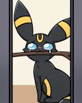  animal_focus blue_eyes blush bright_pupils commentary_request crying fangs full_body light_blush markings mouth_hold no_humans pokemon pokemon_(creature) sitting solo stick stuck tears tigerlover2625 umbreon white_pupils you&#039;re_doing_it_wrong 