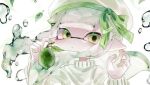  1girl bad_id bad_twitter_id beret bow closed_mouth food fruit green_bow green_eyes green_theme hand_up hat hat_bow holding holding_food holding_fruit inkling_girl inkling_player_character kaisou_mekabu light_frown lime_(fruit) long_hair long_sleeves pointy_ears simple_background solo splatoon_(series) sweater tentacle_hair upper_body water_drop white_background white_hair white_hat white_sleeves white_sweater 
