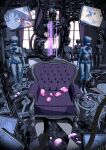 1girl armchair chair edoya_inuhachi gears highres indoors key_the_metal_idol machinery mannequin mima_tokiko monitor multiple_views science_fiction short_hair slime_(substance) window 