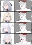  ... 1boy 4girls absurdres ak-12_(girls&#039;_frontline) ak-15_(girls&#039;_frontline) an-94_(girls&#039;_frontline) beret bite_mark bite_mark_on_neck bite_mark_on_shoulder blonde_hair blue_eyes closed_eyes commander_(girls&#039;_frontline) comparison girls_frontline grey_hair hair_over_one_eye hat hickey highres lipstick_mark lipstick_mark_on_face lipstick_mark_on_shoulder long_hair multiple_girls red_hat rpk-16_(girls&#039;_frontline) short_hair sidelocks smile speech_bubble spoken_ellipsis sugac violet_eyes 