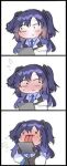 1girl 3koma blush licking long_hair looking_to_the_side lowres