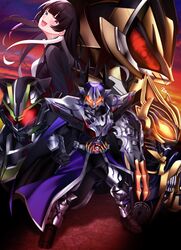  2girls 3boys absurdres animal_ears armor beroba_(kamen_rider_geats) black_armor black_bodysuit black_gloves blue_armor bodysuit bujinsword_buckle bull cape cat_ears claw_(weapon) desire_driver disintegration dooms_geats_core_id driver_(kamen_rider) extra_tails fantasy_buckle fox_mask geats_buster_qb9 gloves glowing glowing_eyes half_moon heterochromia highres holding holding_shield holding_weapon horns id_core kamen_rider kamen_rider_buffa kamen_rider_buffa_plosion_rage kamen_rider_dooms_geats kamen_rider_geats:_jyamato_awaking kamen_rider_geats_(series) kamen_rider_na-go kamen_rider_tycoon kamen_rider_tycoon_bujinsword knee_spikes light_particles long_hair looking_at_viewer mask moon multicolored_hair multiple_boys multiple_girls ninja_buckle orange_eyes pink_hair power_armor purple_hair raise_buckle red_eyes red_visor reiei_8 rider_belt shield shogun shoulder_spikes smile spikes streaked_hair tokusatsu violet_eyes weapon 