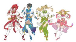  4girls breasts chaos_(warhammer) dark-skinned_female dark_skin drill_hair hair_over_one_eye highres humanization khorne large_breasts long_hair magical_girl medium_breasts multiple_girls nurgle rmulderz short_hair slaanesh small_breasts thigh-highs tzeentch warhammer_40k warhammer_fantasy 