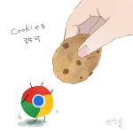  1other chrome_(browser) commentary_request cookie food giving_food google_chrome highres mochiduki135 out_of_frame reaching simple_background standing translation_request white_background white_hair 