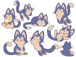  body_fur cat commentary dragon_ball dragon_ball_(classic) english_commentary fizzydog food highres holding holding_food ice_cream licking lying no_humans open_mouth puar raised_eyebrows simple_background sitting sleeping smile whiskers white_background 