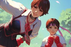 ai_generated brown_eyes brown_hair headband kasugano_sakura mother_and_daughter street_fighter_v