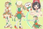  1girl archery aria_pkmn arrow_(projectile) beanie bird black_hair boots bow_(weapon) cosplay decidueye decidueye_(cosplay) drawing_bow dress full_body gloves green_shorts grey_eyes hair_ornament hat highres holding holding_arrow holding_bow_(weapon) holding_weapon jewelry magical_girl open_mouth owl pokemon pokemon_(creature) pokemon_sm precure rowlet rowlet_(cosplay) selene_(pokemon) shirt short_hair shorts smile unofficial_precure_costume weapon z-ring 