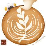  artist_logo artist_name coffee drink food food_focus highres latte_art no_humans original pouring sheep undersized_animal yuki00yo 
