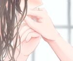  2girls benevole black_hair close-up hand_focus highres indoors jewelry kiss kissing_hand multiple_girls original out_of_frame ring wedding_ring yuri 