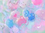  artist_name balloon bug butterfly chinese_commentary clouds commentary_request confetti flower_balloon green_sky ningmeng_manyou no_humans object_focus original outdoors sky sparkle sunset white_butterfly 