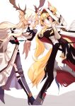  absurdres animal_ear_fluff animal_ears arknights armor blonde_hair breastplate breasts brown_eyes cape cosplay costume_switch deer_ears ears_through_headwear highres horse_ears horse_tail implied_extra_ears large_breasts long_hair nearl_(arknights) parliament tail violet_eyes viviana_(arknights) white_armor white_cape 