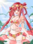 1girl beatmania red_bikini red_eyes red_hair red_hair red_swimsuit swim_ring swimming swimsuit umegiri_ameto