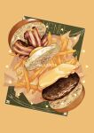  absurdres bacon bread burger cheese egg_(food) fast_food food food_focus french_fries fried_egg highres meat menu no_humans original procreate_(medium) star_(symbol) temus 
