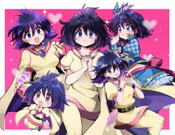  1girl amelia_wil_tesla_seyruun ayateaori blush breasts closed_mouth collarbone highres looking_at_viewer open_mouth purple_hair short_hair slayers small_breasts smile violet_eyes 