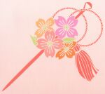  flower hair_ornament highres kanzashi no_humans no_lineart object_focus official_art orange_flower pink_background pink_flower pink_theme third-party_source tsumami_kanzashi vocaloid vy1 