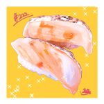  absurdres fish_(food) food food_focus highres meat no_humans original rice sparkle sushi takisou_sou 