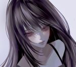  1girl black_hair closed_mouth expressionless eyelashes grey_background hair_between_eyes highres limi_sove long_hair looking_at_viewer original pale_skin portrait sidelocks simple_background solo violet_eyes 