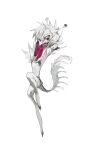  absurdres colored_skin full_body highres hooves kamikiririp monster no_humans open_mouth original solo stalk_eyes white_background white_hair white_skin 