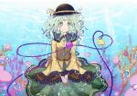  115770260 air_bubble bubble closed_mouth coral_reef crossover dress green_hair happy hat highres komeiji_koishi looking_at_viewer luvdisc multicolored_hair pokemon shirt smile streaked_hair touhou underwater wavy_hair yellow_shirt 