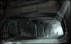  2others ambiguous_gender black_border border commentary company_logo company_name copyright_name eve_online full_body georg_hilmarsson grey_theme indoors logo multiple_others official_art science_fiction signature sitting walking 