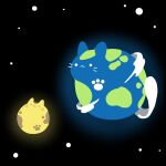  ._. :3 akichi_360 atmospheric_layer cat cat_tail clouds commentary_request earth_(planet) highres moon no_humans original paw_print planet space star_(sky) tail 