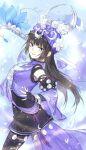  1girl black_hair blue_eyes bug butterfly changmingsuo fingerless_gloves gloves hair_ornament hmong kangetsu_(fhalei) long_hair looking_at_viewer miao_clothes skirt smile solo 