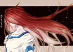  1boy artist_name black_background border closed_mouth collarbone highres id_(xenogears) letterboxed long_hair male_focus outside_border q_poripori_p redhead space twitter_username upper_body white_border xenogears 