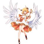  1girl angel_wings ark_order artist_request black_footwear blonde_hair bow bracelet capelet dress dress_bow feathered_wings full_body gold_trim holding holding_wand iris_(ark_order) jewelry looking_at_viewer low_twintails multicolored_eyes official_art orange_bow shoes short_hair sidelocks sleeveless sleeveless_dress solo tachi-e transparent_background twintails violet_eyes wand white_capelet white_dress white_wings wings yellow_eyes 