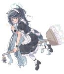  &lt;key&gt;_(robot)_(blue_archive) 1girl absurdly_long_hair absurdres apron aris_(blue_archive) aris_(maid)_(blue_archive) black_dress black_footwear black_hair blue_archive blue_eyes blue_halo blush dress frilled_apron frilled_dress frills full_body halo highres long_hair maid maid_headdress official_alternate_costume open_mouth pantyhose ponytail puffy_short_sleeves puffy_sleeves roku_6 shoes short_sleeves simple_background solo twitter_username very_long_hair white_apron white_background white_pantyhose 