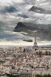  3d alternate_size attack_ship_(eve_online) battlecruiser_(eve_online) building capital_ship_(eve_online) carrier carrier_(eve_online) city clouds combat_ship_(eve_online) day eiffel_tower eve_online fleet flying france frigate_(eve_online) glowing hel_(eve_online) highres hurricane_(eve_online) minmatar_republic_(eve_online) nidhoggur_(eve_online) no_humans outdoors overcast paris photorealistic ragnarok_(eve_online) real_life realistic rifter_(eve_online) scenery science_fiction sky spacecraft super_capital_ship_(eve_online) supercarrier_(eve_online) support_ship_(eve_online) thrasher_(eve_online) thrusters titan_(eve_online) tower tree 