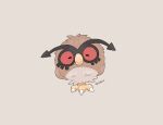  artist_name beak bird brown_fur closed_eyes colored_sclera em_ivy_akippoi full_body grey_background hoothoot no_humans owl pokemon pokemon_(creature) red_sclera simple_background solo 