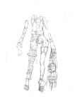  antennae bandai concept_art digimon eater_(digimon) eater_(humanoid_mode) eldritch_abomination full_body monochrome monster no_eyes official_art sketch standing walking wings 